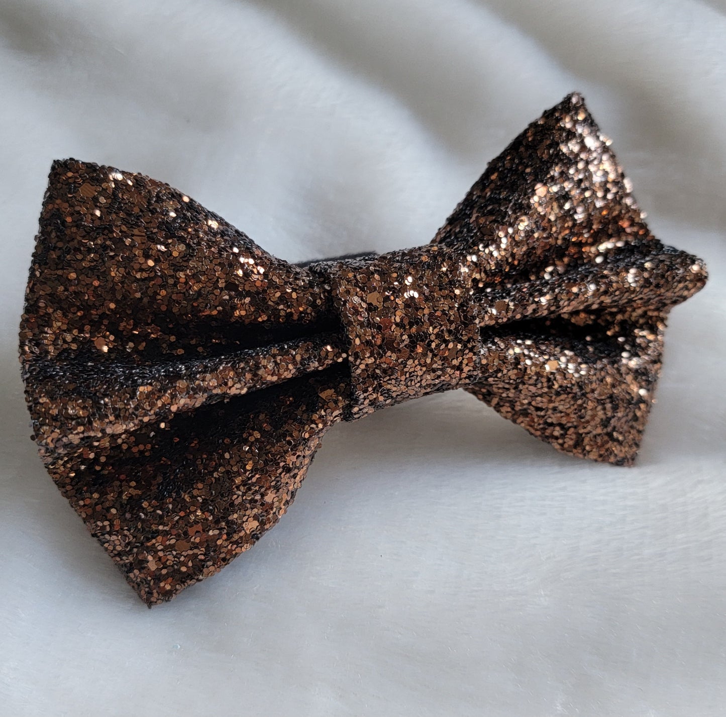Dark cocoa brown glitter canvas bow.