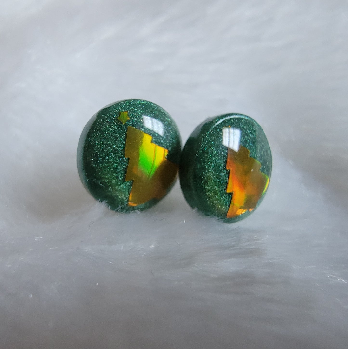 Christmas Tree Resin Post Earrings