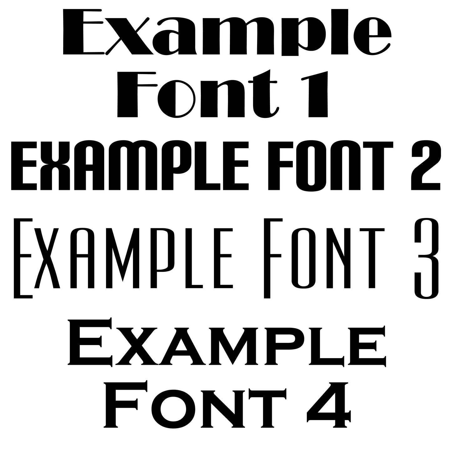 List of 4 fonts available for vinyl personalization on donut pieces.