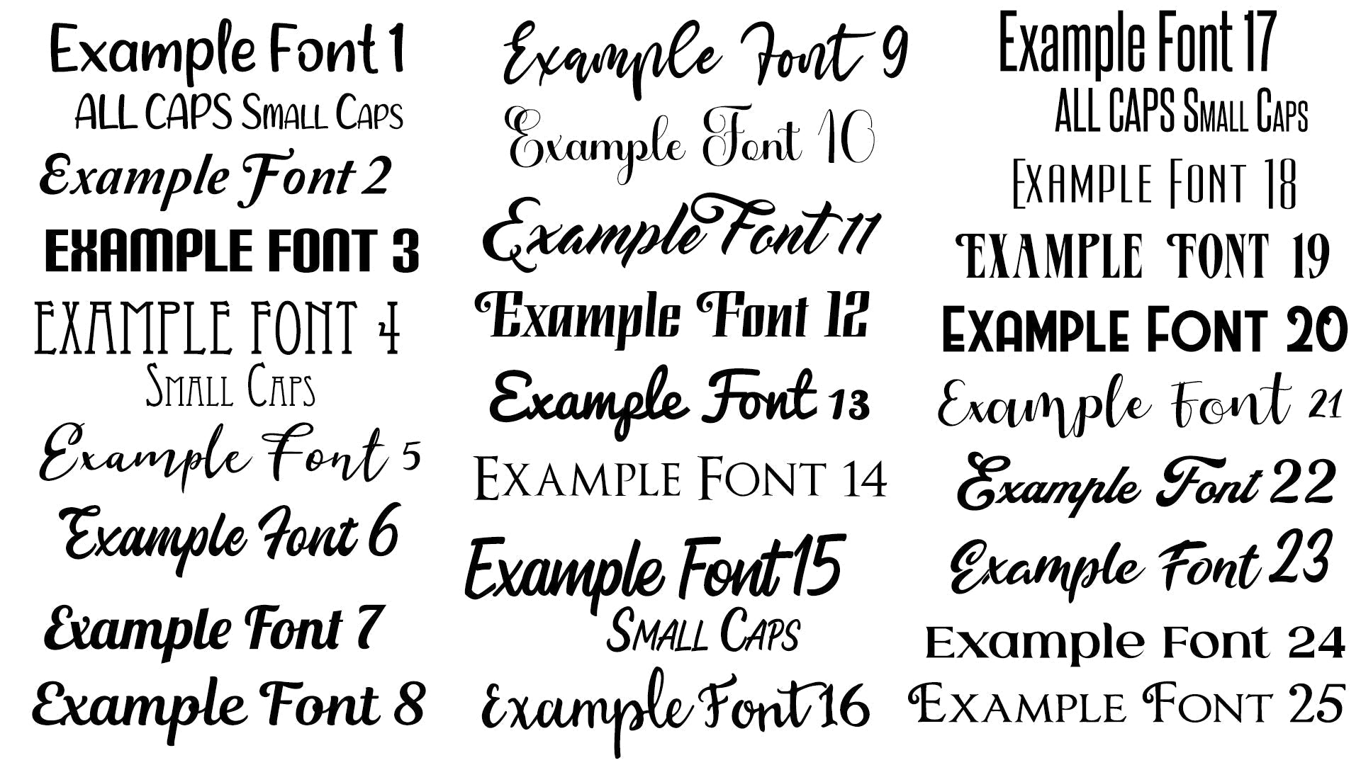 Available fonts for personalization.