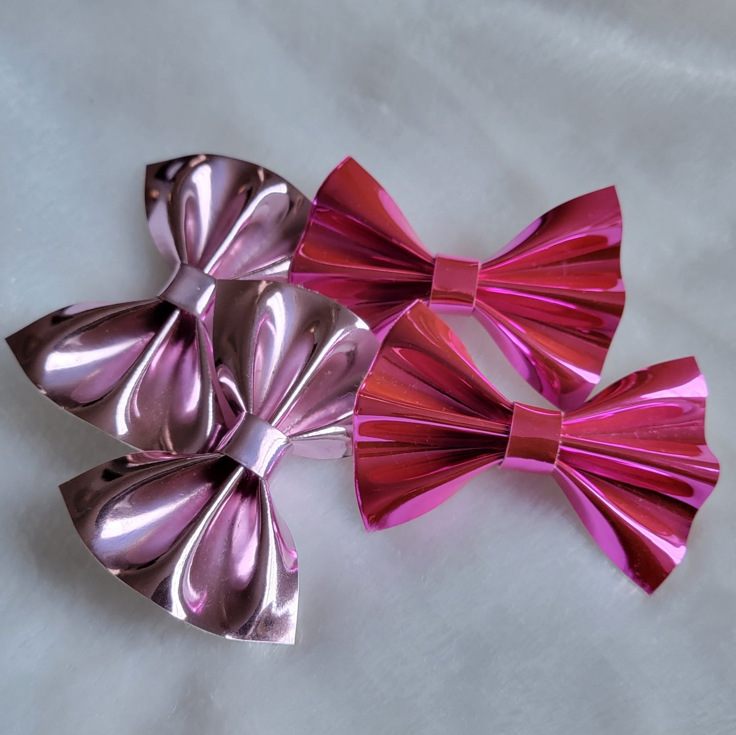 Pink Faux Leather Hair Bows