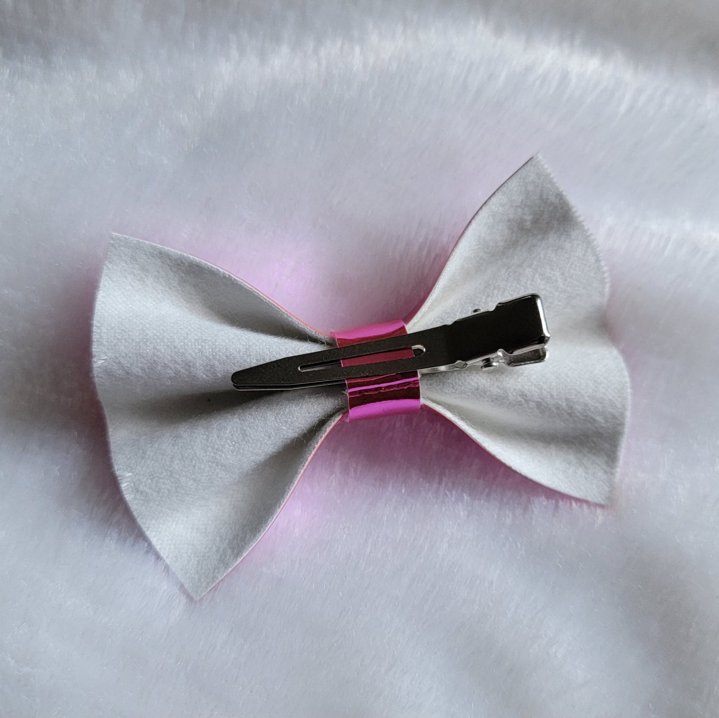 Pink Faux Leather Hair Bows