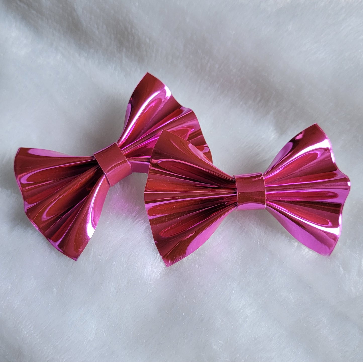 Pink Faux Leather Hair Bows