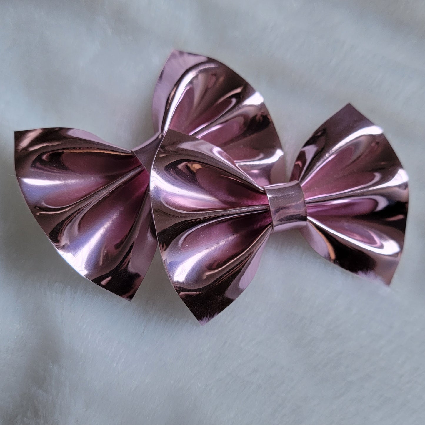 Pink Faux Leather Hair Bows