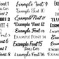 List of 25 fonts available for vinyl personalization.